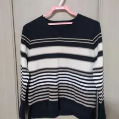 ストライプニットセーター Mサイズ ネイビー