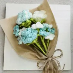 枯れない花束　あみぐるみ ニットフラワー　毛糸の花束 チューリップ ミントのサムネイル