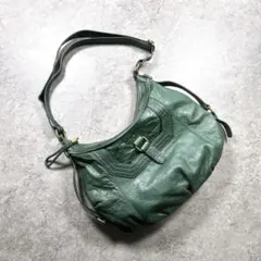 00s【archive】leather gimmick bag/Y2K/zip◎