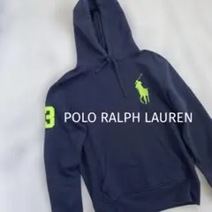 【美品】POLO RALPH LAUREN＊フード付パーカー＊蛍光刺繍＊紺色＊S