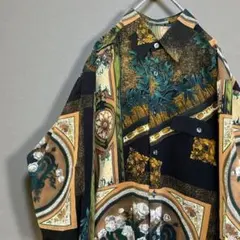 総柄シャツ メンズ 古着 レトロ バブル期 80s90s 個性的 ポリシャツ長袖