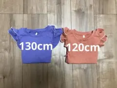 GU キッズ 半袖Tシャツ 2枚セット フリル袖　オフショルダーのサムネイル