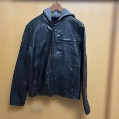 極稀少リーバイス　Levi's レザージャケット　フード付き　ブラック　L相当のサムネイル