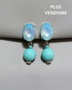 a68 プラス　バンドーム　スカイブルー　スイング　イヤリング　美品✨
