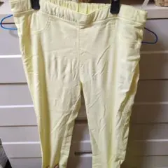 イエロー スキニーパンツ ゴムウエスト