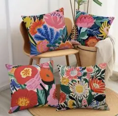 【新品】【超お得】花柄 クッションカバー 4コセット 45cm x 45cm
