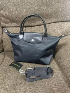 LONGCHAMP トートバッグショルダーストラップ付きSプリアージュブラック