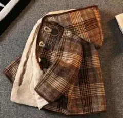 ブラウン系チェック柄コート 100cm~