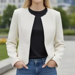 美品 カムワットメイ ComeWhatMay ジャケット M 白 ノーカラー