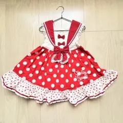 シャーリーテンプル　100サイズ　ドットワンピース　レッド　赤色