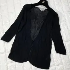 【美品】MAXMARA マックスマーラ　リブ編みVネックカーディガン 五分袖