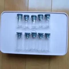 ガラス製小瓶大小10個セット（グレーゴムキャップ付）