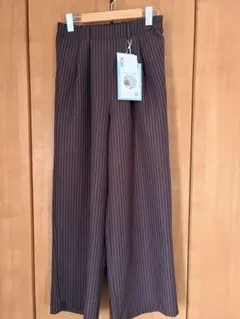 値下げしまむらLinoluce rumiサッカーワイドパンツ ダークブラウンL