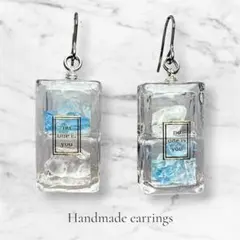 母の日 ギフト 天然石ピアス 水晶 アクアマリン 3月誕生石 ハンドメイド