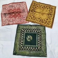 伝統的な模様のハンカチ3枚セット