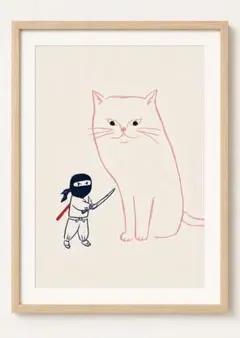 ＜猫と忍者の対峙＞ 現代アート