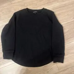 グリーンレーベルリラクシング　キッズ　長袖トップス　黒　ワッフルラブ編み