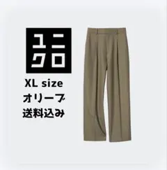 UNIQLO タックワイドパンツ ユニクロ 221-469854 XL オリーブ