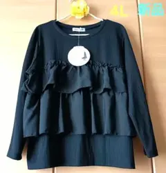 新品♡異素材フリル付きチュニックTシャツ レディース大きいサイズ 4L