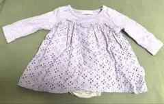 アースミュージックアンドエコロジー 薄紫 刺繍入りロンパース 長袖