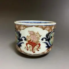 古伊万里　色絵 間取四方襷　　唐子妙鉢図 蕎麦猪口　江戸後期 只今値下げ中】古伊万里 色絵 間取四方襷 唐子妙鉢図 蕎麦猪口 江戸