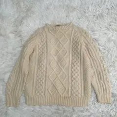✴︎ 70s 北欧 アイルランド製　厚手　手編み　ケーブルニット　トップス