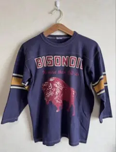 BOOTLEGGERS 七分袖フットボールT BISONOIL 両面プリント M