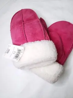 【タグ付き　未使用】　手袋　ピンク　ミトン　革製