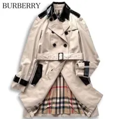 希少 BURBERRY バーバリー エナメル 切替 トレンチコート ノバチェック