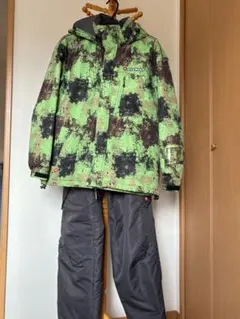 スキーウェア　メンズ　Mサイズ　グリーン×チャコールグレー
