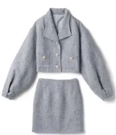 GRLツイードパールジャケット×台形ミニスカートセットアップ[gm511]