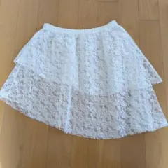 重ね着　ホワイト レース ミニスカート