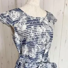 J.PRESS　ジェイプレス　花柄ボーダー　フレンチスリーブ　ワンピース／9号のサムネイル