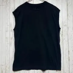 ◆無印良品　ノースリーブ　タンクトップ　カットソー　黒　綿100　L