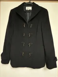 自由区 ブラック ダブルブレストコート 38