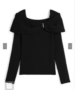 GRL リボンビジューオフショルダーリブニットトップス[pm830]