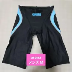 arena メンズ 競泳水着 ブラック/ブルー Mサイズ ハーフスパッツ