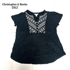 Christopher & Banks 【XL】ブラック 黒　半袖　チュニック