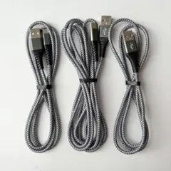USB Type C ケーブル 1m+1m+2m/3本セット 強度 up グレー
