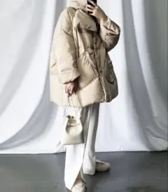 me+em select マフラー付き フラッフィーダックダウンジャケット