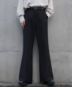 【cussil】 TRストレッチルーズシルエットハイウエストフレアパンツ