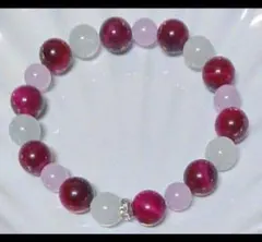 ピンクタイガーアイとピンクジェード アクアマリン天然石ブレスレット アクセサリー