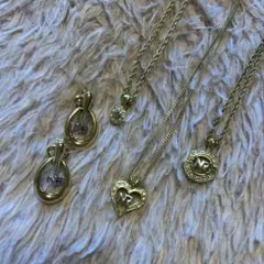 【豪華4点】ニナリッチ ネックレス3本＆イヤリング セット ハート NRロゴ