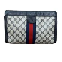 【希少】オールドグッチ クラッチバッグ シェリーライン GGスプリーム ネイビー