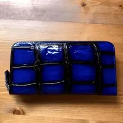 迫力の腑！ クロコダイル ディープブルー ファスナー長財布 - メルカリ