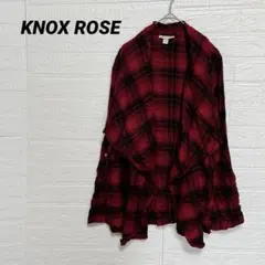 KNOX ROSE 赤・黒チェック柄 ドレープ カーディガン 羽織り カジュアル
