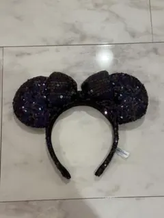 ミニーカチューシャ 黒紫 スパンコール