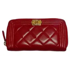 CHANEL ボーイシャネル 長財布 コンパクト ラウンドファスナー ラムスキン