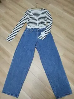 新品✨GRL ワイドデニムパンツ cu524 Lサイズ ブルー