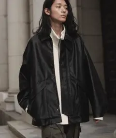 【WYM LIDNM】レザー ブルゾン ジャケット ブラック L